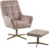 Beliani Molle Fauteuil Met Hocker beige fluweel online kopen