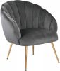 Hioshop Dany fauteuil loungestoel donkergrijs, messingkleurig. online kopen