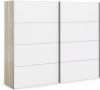 Hioshop Veto Schuifdeurkast 2 deuren breed 243 cm eiken decor wit. online kopen