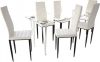 VidaXL Eetkamerset 6 witte slim line stoelen en 1 glazen tafel online kopen