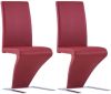 VIDAXL Eetkamerstoelen met zigzag vorm 2 st kunstleer rood online kopen