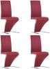 VIDAXL Eetkamerstoelen met zigzag vorm 4 st kunstleer rood online kopen
