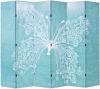 VidaXL Kamerscherm inklapbaar vlinder 228x170 cm blauw online kopen
