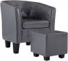 VidaXL Kuipstoel met voetenbankje kunstleer grijs online kopen