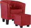 VidaXL Kuipstoel met voetenbankje kunstleer rood online kopen