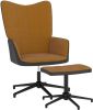 VidaXL Relaxstoel met voetenbank fluweel en PVC bruin online kopen