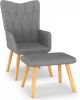 VidaXL Relaxstoel met voetenbank stof donkergrijs online kopen
