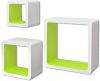 VidaXL Wandplanken kubus MDF zwevend voor boeken/dvd 3 st wit groen online kopen