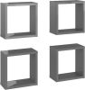VidaXL Wandschappen kubus 4 st 30x15x30 cm hoogglans grijs online kopen