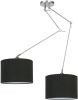 Ylumen Hanglamp Knik 2 lichts met zwarte kappen Ø 40 cm mat chroom online kopen