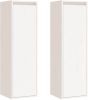 VIDAXL Wandkasten 2 st 30x30x100 cm massief grenenhout wit online kopen