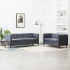 VidaXL Bankstel Chesterfield stijl stoffen bekleding grijs 2 delig online kopen