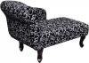 Chaise longue met bloemenpatroon stof zwart en wit online kopen