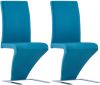 VidaXL Eetkamerstoelen met zigzag vorm 2 st kunstleer blauw online kopen