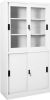 VidaXL Kantoorkast met schuifdeuren 90x40x180 cm staal wit online kopen
