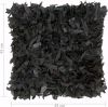 VidaXL Kussens 2 st shaggy hoogpolig 45x45 cm leer en katoen zwart online kopen