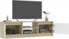 VidaXL Tv meubel 120x30x35, 5cm Bewerkt Hout Wit En Sonoma Eikenkleurig online kopen