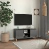 VidaXL Tv meubel met houten poten 103, 5x35x50 cm hoogglans grijs online kopen