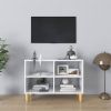VidaXL Tv meubel met houten poten 69, 5x30x50 cm hoogglans wit online kopen