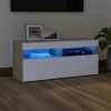 VidaXL Tv meubel Met Led verlichting 90x35x40 Cm Wit Sonoma Eikenkleur online kopen