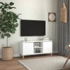 VidaXL Tv meubel met massief houten poten 103, 5x35x50 cm wit online kopen
