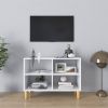VidaXL Tv meubel met massief houten poten 69, 5x30x50 cm wit online kopen