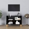 VidaXL Tv meubel met massief houten poten 69, 5x30x50 cm zwart online kopen