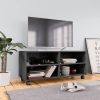 VidaXL Tv meubel met wieltjes 90x35x35 cm bewerkt hout hoogglans grijs online kopen