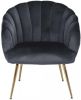 Hioshop Dany fauteuil loungestoel donkergrijs, messingkleurig. online kopen