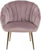 Hioshop Dany fauteuil loungestoel oudroze, messingkleurig. online kopen