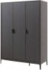 Leen Bakker Vipack 3 deurs kledingkast Azalea bruin/zwart 200x144, 5x59 cm online kopen