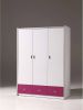 Vipack 3 deurs kledingkast Bonny fuchsia 202x141x60 cm Leen Bakker online kopen