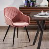 Kave Home Fabia fluwelen stoel in roze met zwart stalen poten online kopen