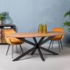 Livingfurn Ovale Eettafel 'Oslo' Acaciahout en staal, kleur Naturel, 240 x 110cm online kopen
