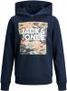 JACK & JONES JUNIOR hoodie JJPETE met printopdruk donkerblauw online kopen