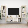 VidaXL 3 delige Tv meubelset Spaanplaat Wit En Sonoma Eikenkleurig online kopen
