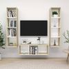 VidaXL 3 delige Tv meubelset Spaanplaat Wit En Sonoma Eikenkleurig online kopen