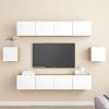 VidaXL 6 delige Tv meubelset Spaanplaat Wit En Sonoma Eikenkleurig online kopen