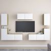 VidaXL 7 delige Tv meubelset Spaanplaat Wit En Sonoma Eikenkleurig online kopen