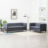 VidaXL Bankstel Chesterfield stijl stoffen bekleding grijs 2 delig online kopen