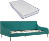 VidaXL Dagbedframe met traagschuim matras stof groen online kopen