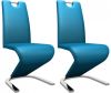 VidaXL Eetkamerstoelen met zigzag vorm 2 st kunstleer blauw online kopen