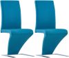 VidaXL Eetkamerstoelen Met Zigzag vorm 2 St Kunstleer Blauw online kopen