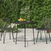 VIDAXL Eettafel &#xD8, 80 cm gehard glas en staal zwart online kopen
