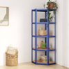 VidaXL Hoekrek 5 laags Staal En Bewerkt Hout Blauw online kopen
