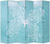VidaXL Kamerscherm inklapbaar vlinder 228x170 cm blauw online kopen