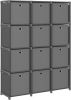 VidaXL Kast met 12 vakken met boxen 103x30x141 cm stof grijs online kopen