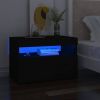 VidaXL Nachtkastje Met Led verlichting 60x35x40 Cm Bewerkt Hout Zwart online kopen