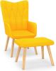 VidaXL Relaxstoel met voetenbank stof mosterdgeel online kopen
