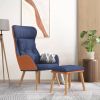 VidaXL Relaxstoel Met Voetenbankje Kunstleer En Stof Blauw online kopen